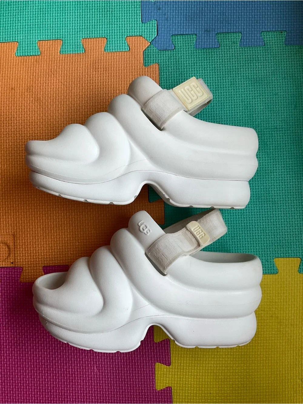 🕶️UGG Aww Yeah Chunky Platform Slingback Sandals - Bright White Size 7